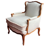 Louis XV Bergère Armchairs With Double Piping and Brush Fringe - Two Available