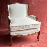 Louis XV Bergère Armchairs With Double Piping and Brush Fringe - Two Available