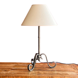 Gunmetal Curly Wrought Iron Lamp and Shade - Two Available