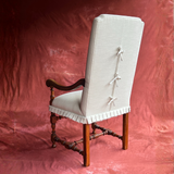 French Oak Louis VIII Armchair with Pleated Skirt and Tie Backs - Two Available