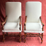 French Oak Louis VIII Armchair with Pleated Skirt and Tie Backs - Two Available