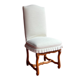 Os De Mouton Chair with Linen Slip Cover, Pleated Skirt and Tie Back